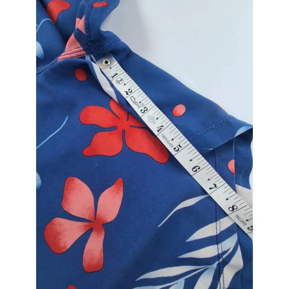Hurley Swim Board Shorts Mens Medium Blue Floral Tropical Beach Drawstring Waist